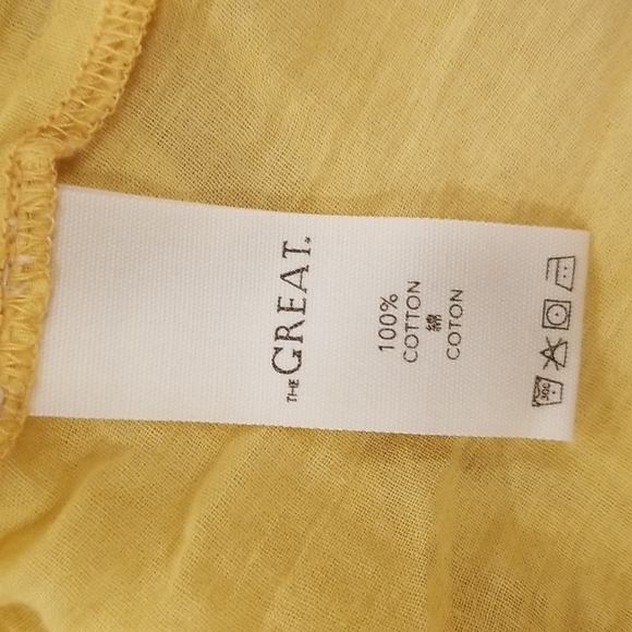 💕THE GREAT💕 The Tea Dress ~ Misted Yellow with Daisy Bouquet Embroidery L NWT - Picture 15 of 16